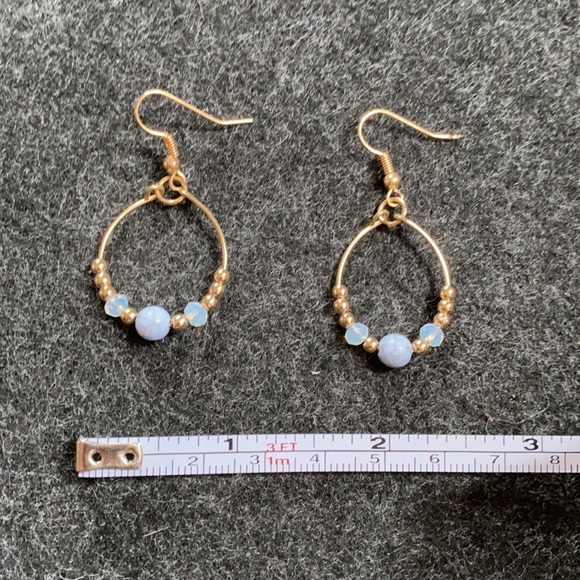 🌟Free🌟 Vintage hoop dangle earrings decorated with gem stones - Picture 3 of 4